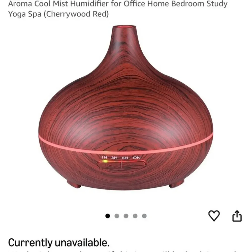 VicTsing 300ml Essential Oil Diffuser Ultrasonic Cool Mist Humidifier Cherrywood